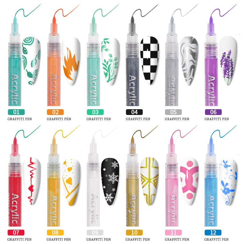 6 black and 6 White Nail Polish Pens Set, Nail Art Pen, Nail Pencil, DIY Drawing Painting Pen, for Nails DIY (6 black+6 White)