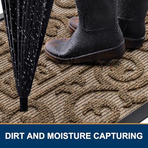 Smiry Front Door Mat Outside Entrance, Low Profile Rubber Doormat - Image 3