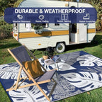 Waterproof 10x14 Outdoor Rug for Patio Reversible Plastic Straw Rug Floral - Image 7
