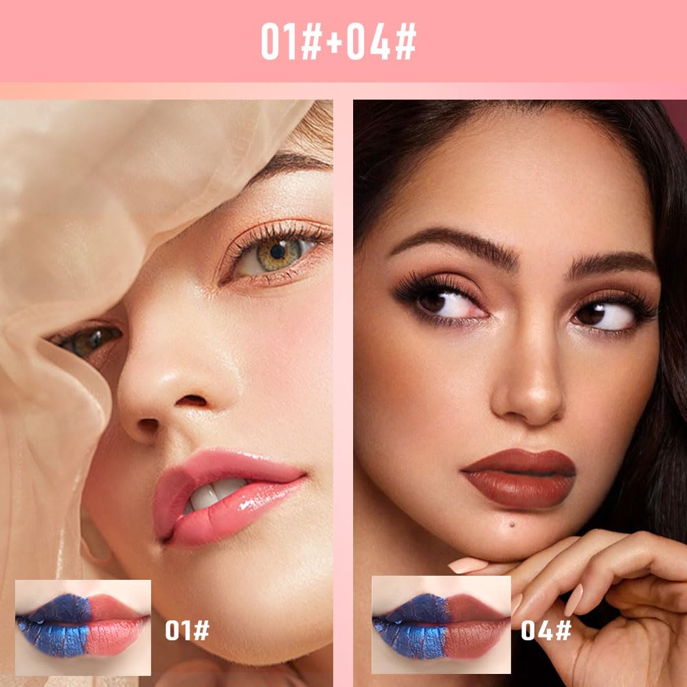 Lip Stain Peel Off Set–Long Lasting Waterproof Lip Tint, Smudge Proof Transfer Resistant Lip Stains Tattoo,High Pigment Matte Lip Color, Kiss Proof Peel Off Lip Stain Masque, Stay Lip Makeup 01+04