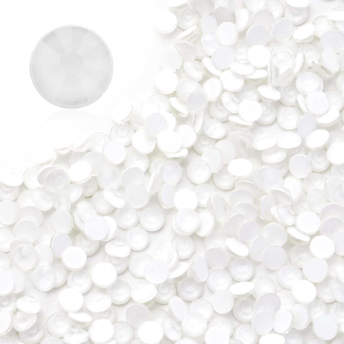 Neon White Flatback Rhinestones, Glass Rhinestones for Nail Art and Craft, Glue Fix, Loose Crystal Gemstones(Neon White, SS10, 1440pcs, 2.7-2.8mm)