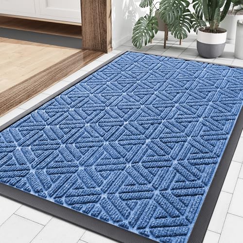Smiry Front Door Mat Outside Entrance, Low Profile Rubber Doormat by Smiry