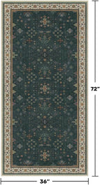 Dark Green Oushak 3x6 Kitchen Rug - Image 2