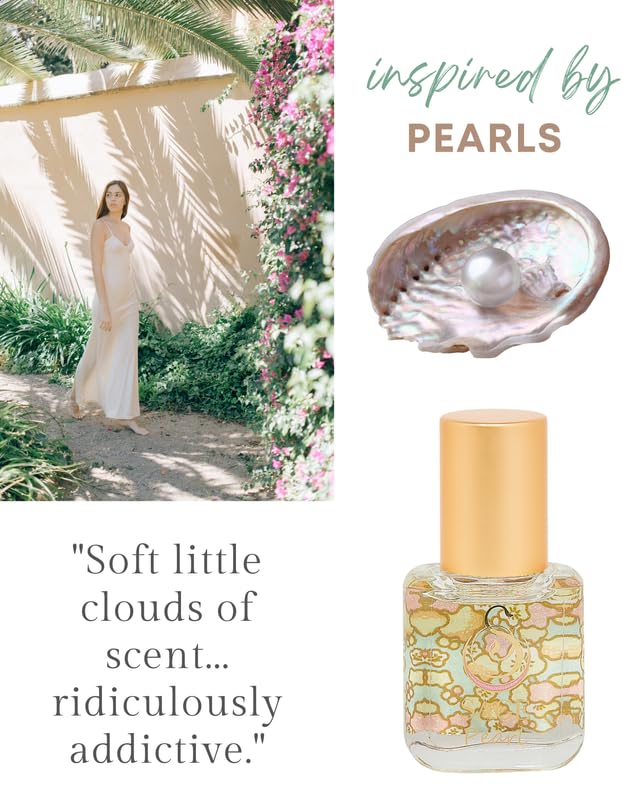 Pearl Organic Perfume Oil Extract Roll On 1/4oz, Long Lasting Subtle Sandalwood Vanilla Musk Perfume for Women, Vegan and Cruelty-Free Perfume by Sage, Made in USA