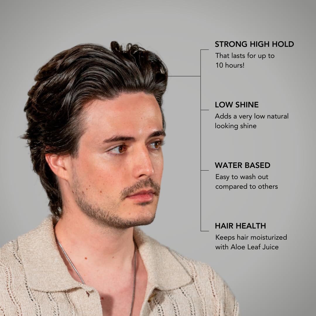 BluMaan Hydrating Pomade - Low Shine, High Hold - Water Based, Easy To Wash - Ideal for Quiffs, Pompadours, Ducktails & Slick Back Looks - 2.5 oz