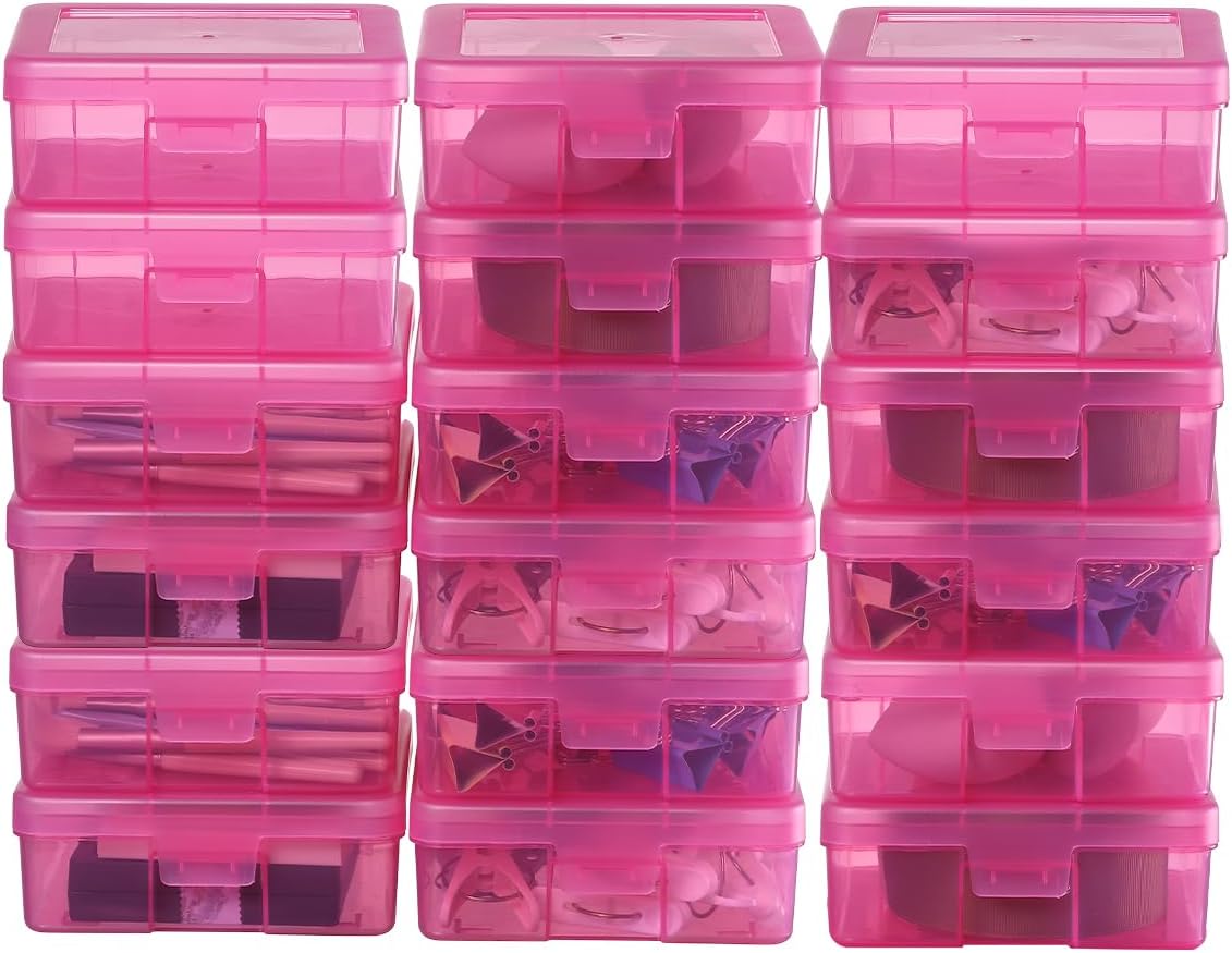 18 Pack Small Plastic Storage Containers Clear Arts & Crafts Storage Boxes & Organizers Stackable Small Containers With Lids For Organizin (Set 7)