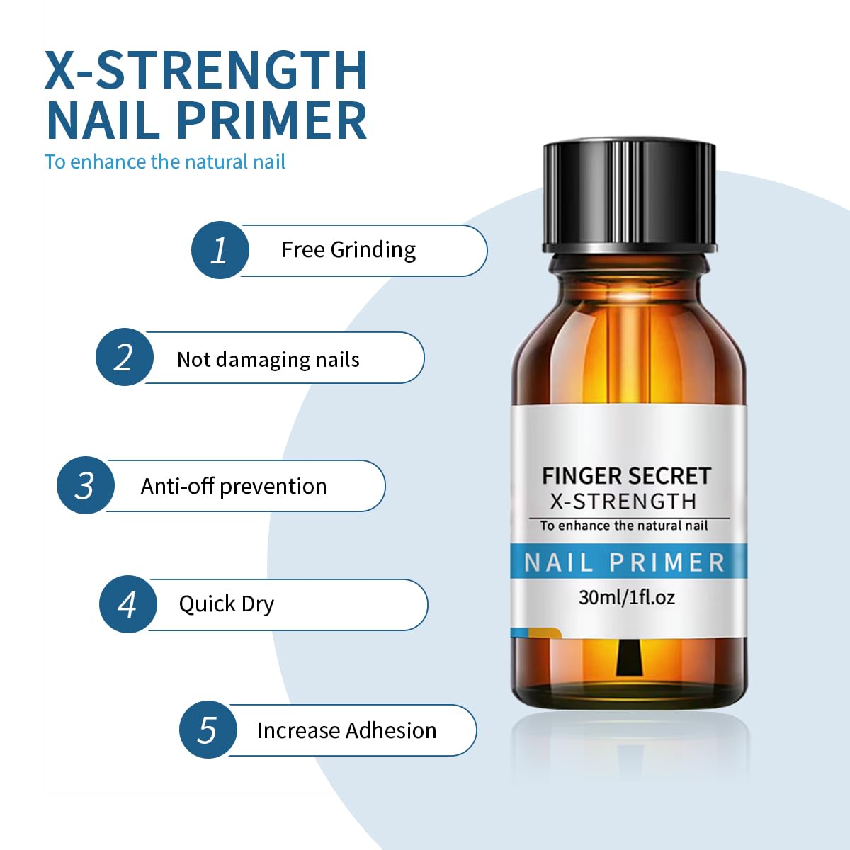 Get Salon-Quality Nails with BEVINAS 30ml/1.0flzo Nail Primer x-Strength,No Lift Goodly for Lasting Manicures Nail Polish Base Coat,Get Ready for Nail Art Design in Salon or Home