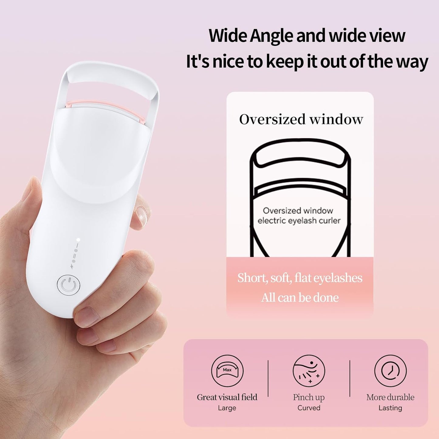 Heated Eyelash Curler with LED Display, Rechargeable Lash Curler with Adjustable Temperature, Auto-Off, Natural & Long-Lasting Curl