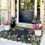 Dark Navy Floral Entry Rug - Image 3