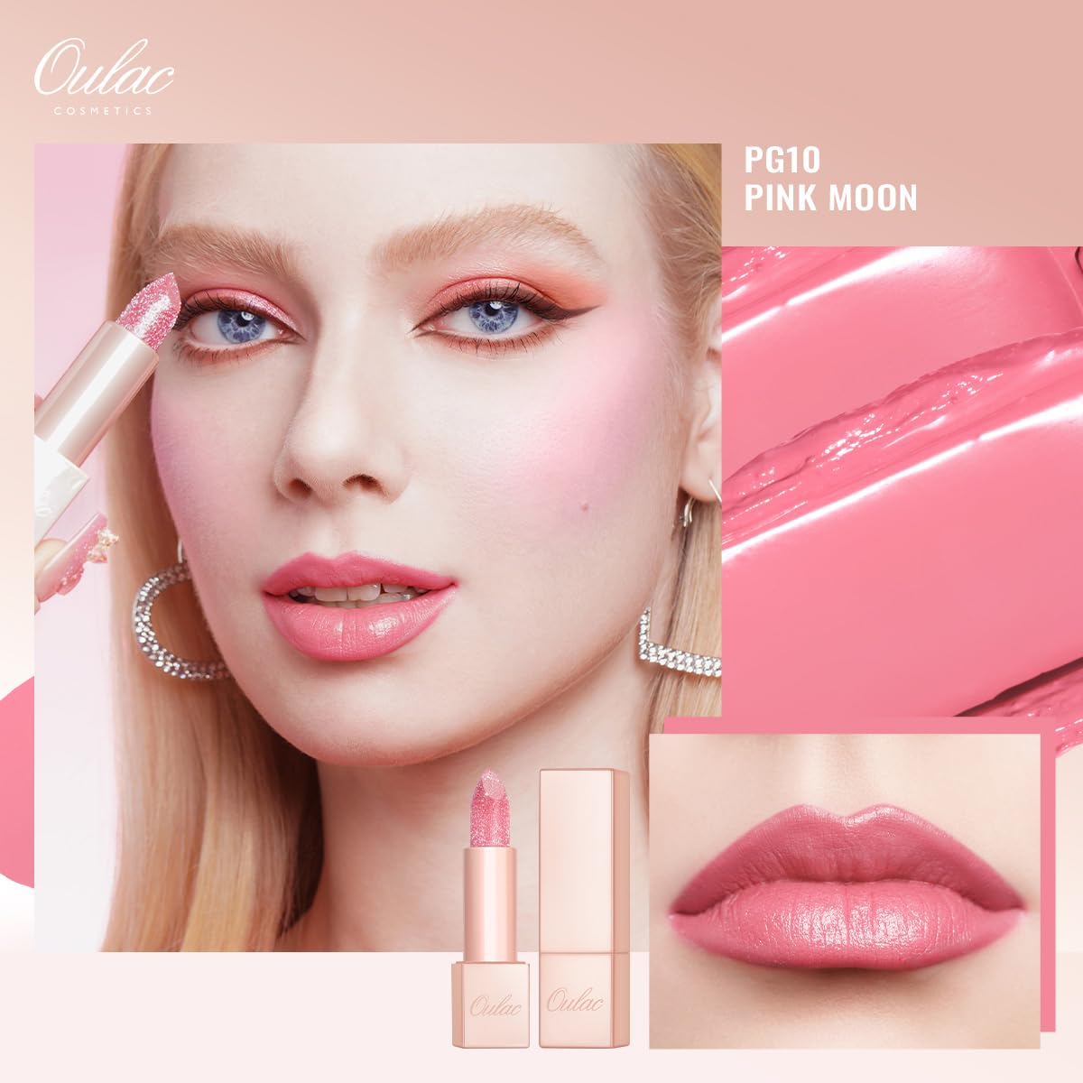 Oulac Lipstick & Lipliner Set 3PCS High Impact Lipcolor with Moisturizing Formula, Vegan Beauty, Full-Coverage Lip Color, Gift Lipstick for Women, 04+PG05+PG10