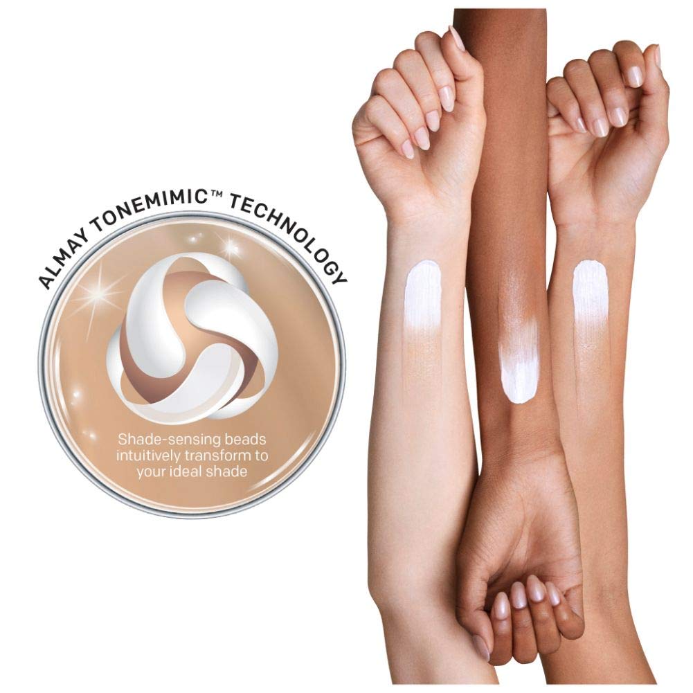 Almay Skintone Matching Foundation, Smart Shade Face Makeup with SPF 15, Hypoallergenic, Oil-Free, Dermatologist-Tested, 300 Straight Up Medium, 1 fl oz