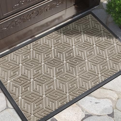 Yimobra Front Door Mat for Outside Entrance, Pale Khaki by Yimobra