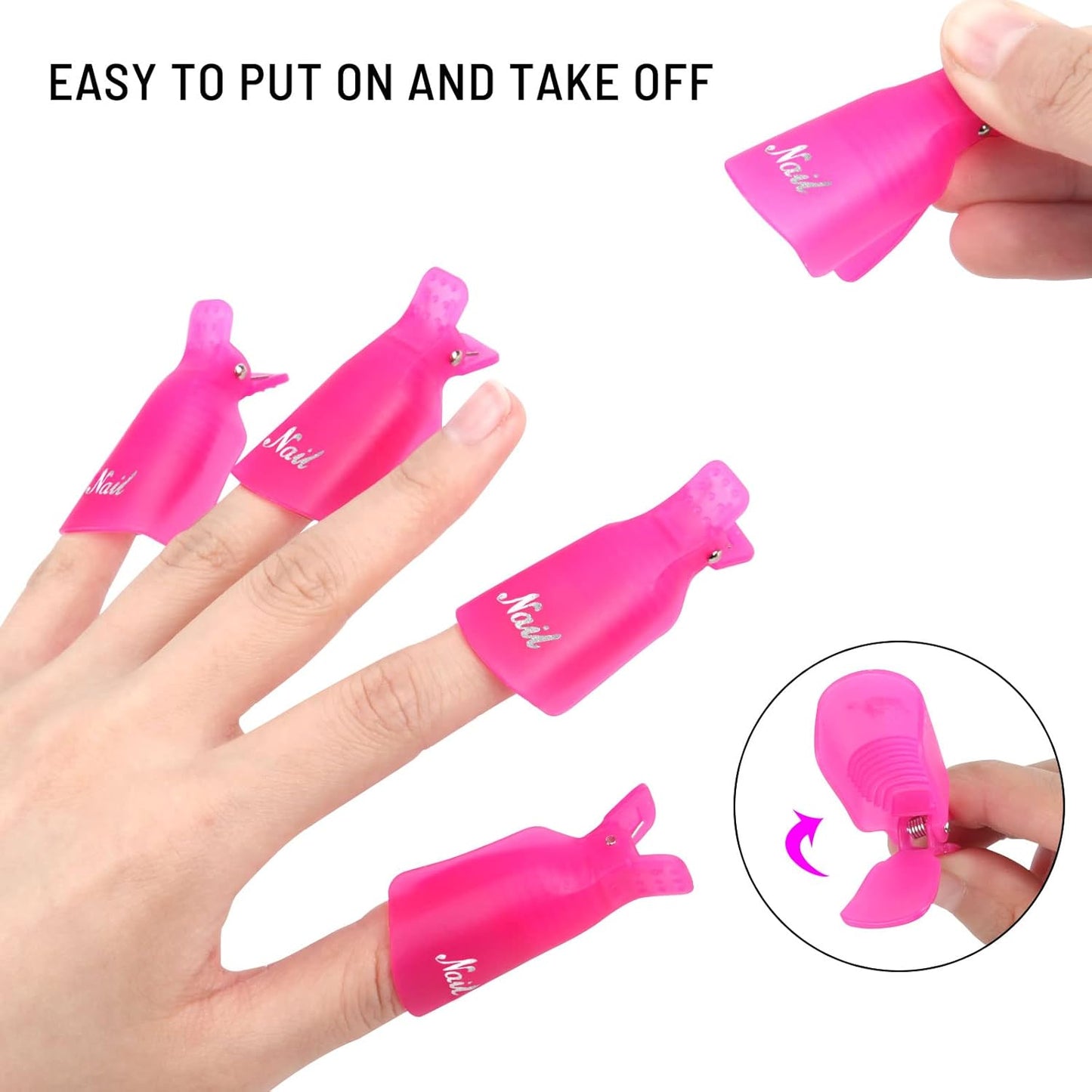 (purple) 10Pcs Plastic Acrylic Nail Art Soak Off Cap Clip UV Gel Polish Remover Wrap Tool Gel Nail Polish Remover Clips for Fingernail Removal Soak Off Clips Wrap Cleaner Cap Clip