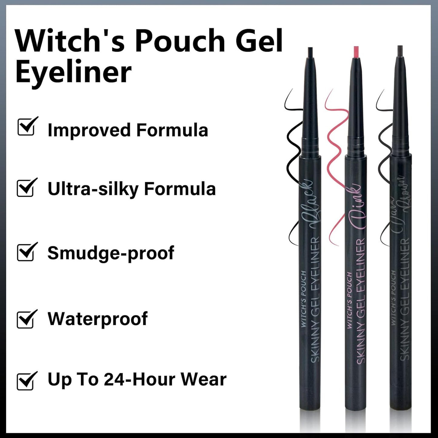Witch's Pouch Gel Eyeliner Pencil Waterproof Smudge Proof, Long-Lasting Eye Liner, High-Intensity Colored, Ultra-Smooth Korean Eye Pencil Eye Makeup (06 Pink)