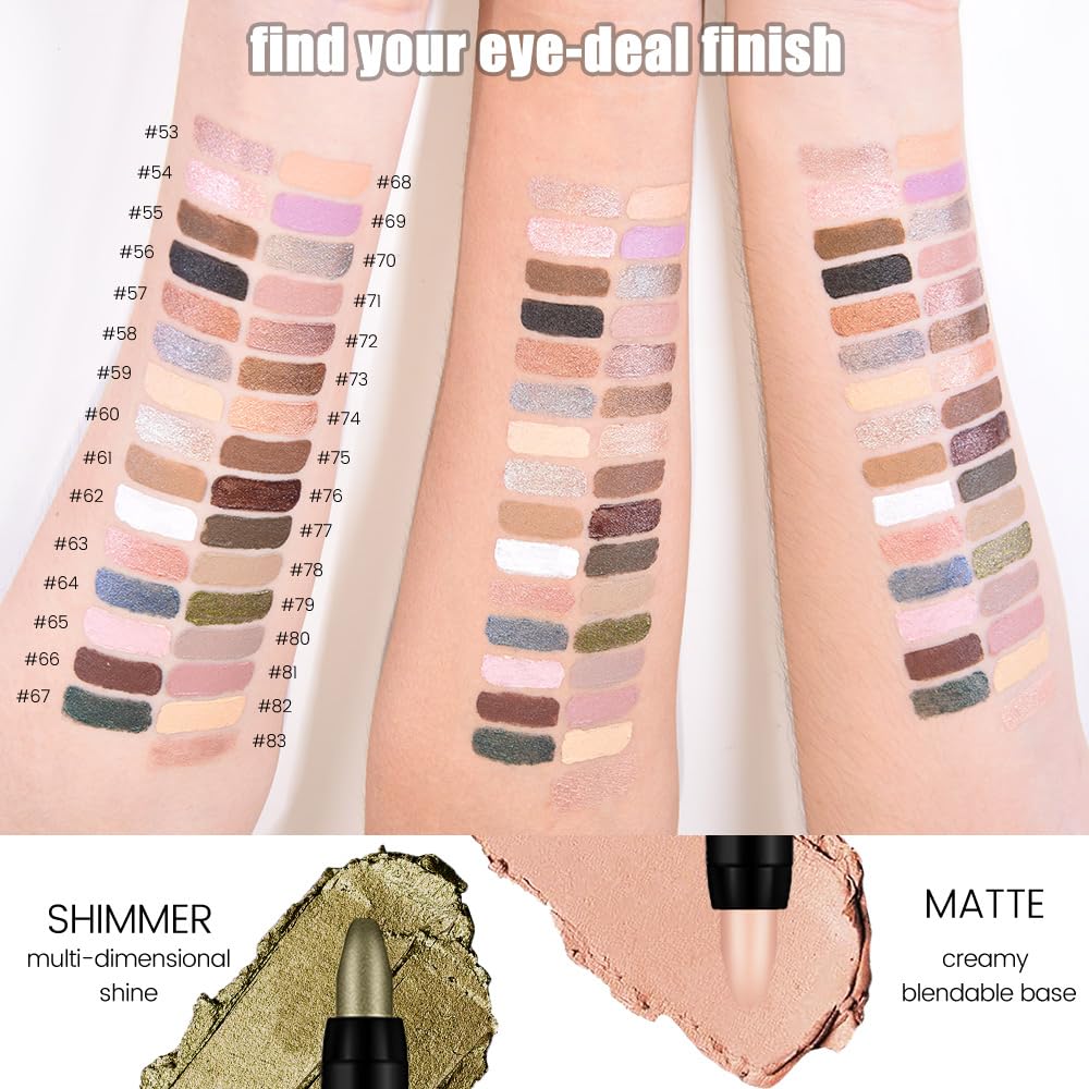 evpct Beige Matte Cream Eye Shadow Sticks Brightener Pencils for Women, Beige Yellow Silky Eyeshadow Applicator Stick Pen Waterproof, Blendable Crease-Proof Stick Eyeshadow Matte Eye Makeup 59