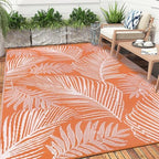 Pauwer Waterproof Outdoor Rug 6x9, Plastic Straw Patio Rug, Leaf Orange - Image 6