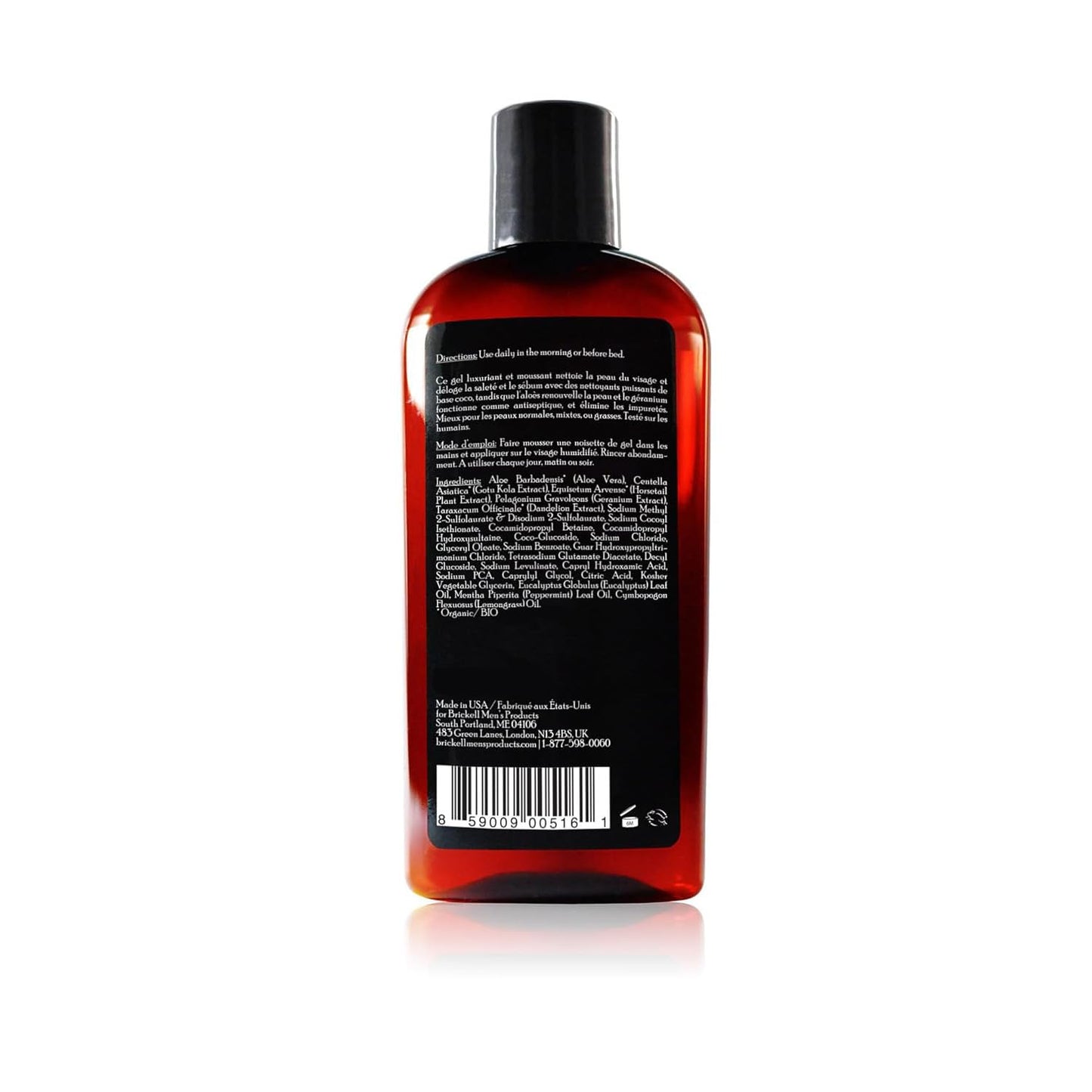 Brickell Men's Clarifying Gel Face Wash for Men, Natural and Organic Rich Foaming Daily Facial Cleanser Formulated With Geranium, Coconut and Aloe, 8 Ounce, Scented