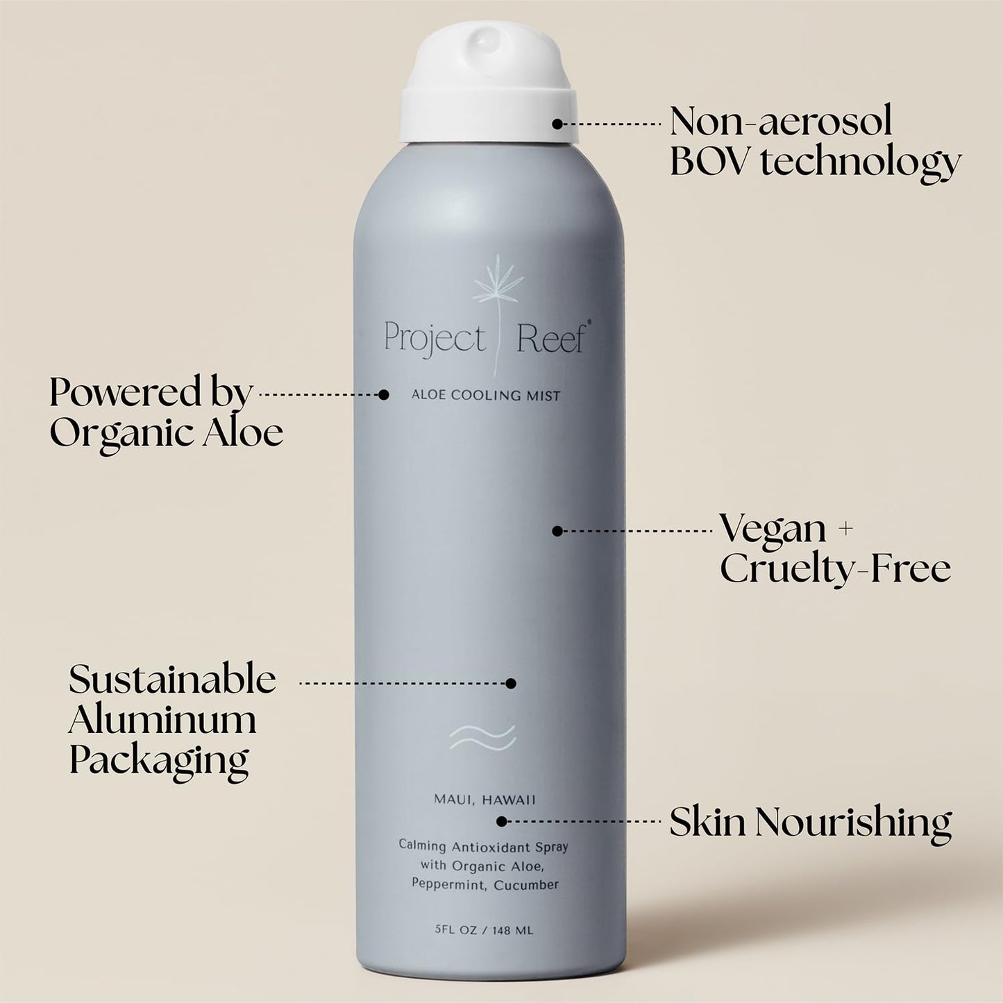 Non-Aerosol Aloe Cooling Mist – Vegan, Ocean Friendly & Hydrating After-Sun Spray with Organic Aloe Vera, Peppermint & Cucumber – Natural Sunburn Relief & Daily Skin Refreshment, 5 fl oz