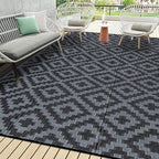 SAND MINE Waterproof Outdoor Rug 9x18 ft, Plastic Reversible Rug, Modern Area by SANDMIND