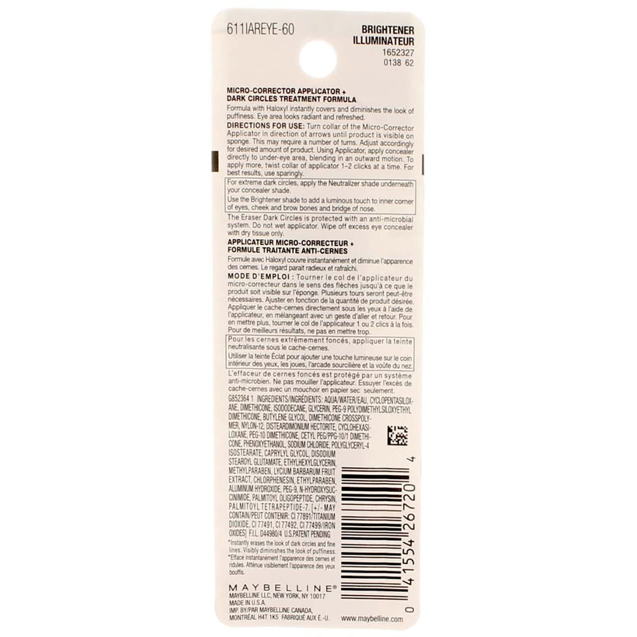 Maybelline Instant Age Rewind Eraser Dark Circles Treatment Concealer, [160] Brightener 0.2 oz (Pack of 6)