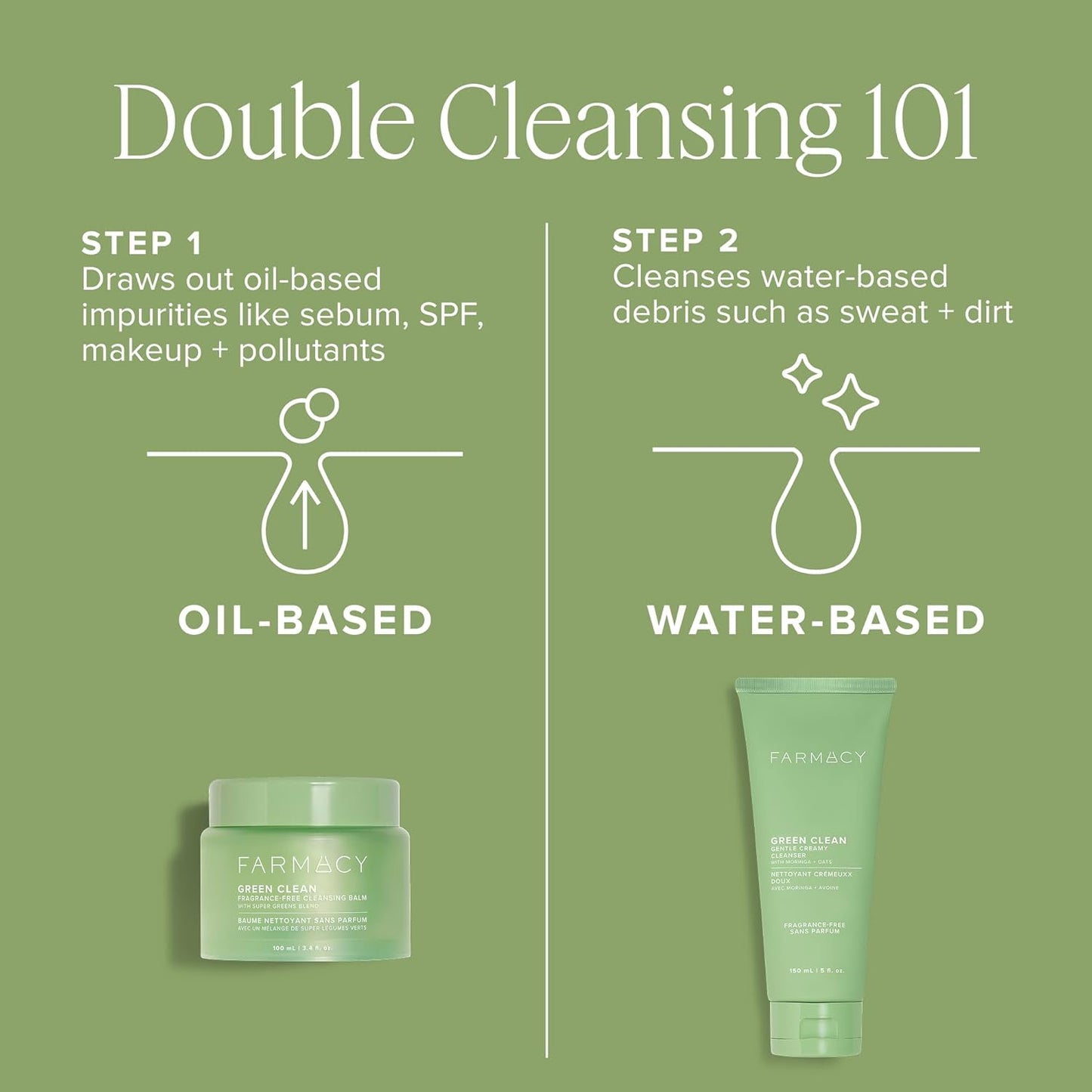 Farmacy Gentle Double Cleanse Skincare Gift Set - Fragrance-Free Gentle Creamy Face Cleanser & Makeup Remover Cleansing Balm - Melts Away Makeup & Helps Promote Healthy Skin (2 Count)