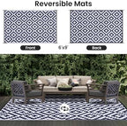 Smiry Outdoor Rug 6x9 ft Waterproof Reversible Boho Mat - Image 3