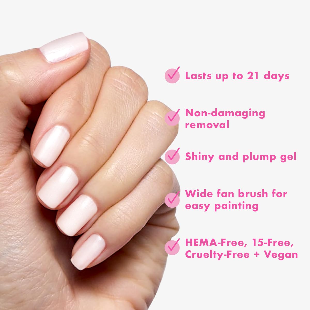 Olive & June Gel Polish | UV LED Nail Lamp Needed | Long Lasting Formula | Up to 21 Days of Wear | Damage-Free Removal | Salon-Quality Manicure, Pedicure at Home | Atlas | Pearly White