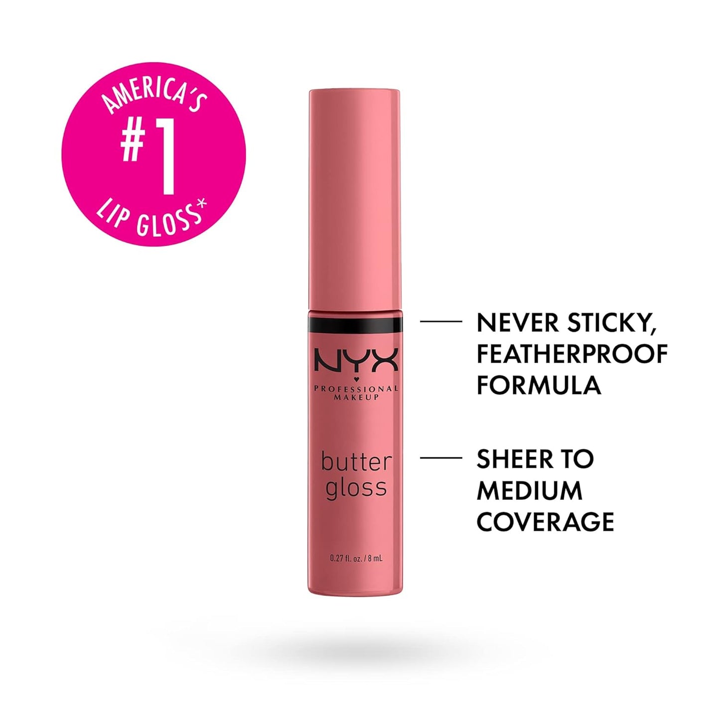 NYX PROFESSIONAL MAKEUP Butter Gloss, Non-Sticky Lip Gloss - Tiramisu (Brown) (Pack of 2)