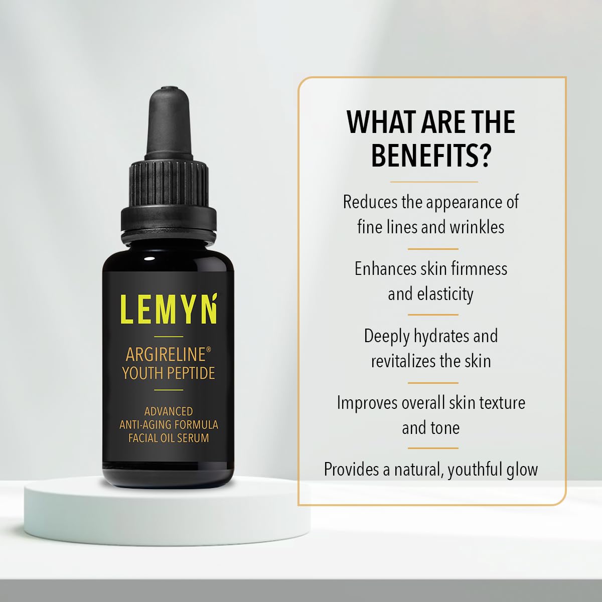 Argireline Youth Peptide Face Oil Serum | Anti-Aging, Hydrating, and Firming | Freshly Made Skincare | 30ml