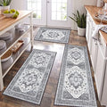 HEBE Boho Kitchen Rugs Set of 3, Non Slip Washable Kitchen Mats by HEBE