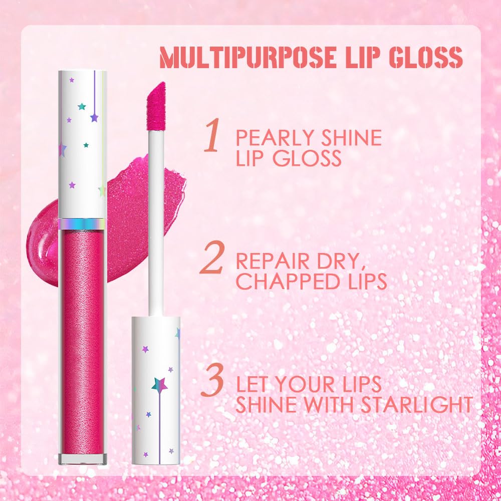 evpct 6Pcs Rose Pink Dark Wine Mauve Sexy Red Black Lilac Metallic Shimmer Glitter Lip Gloss Liquid Lipstick Set for Women Long Lasting Waterproof 24, Pearlescent Sparkly Glossy Lipsticks Lip Makeup