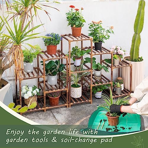 Uneedem Plant Stand Indoor Outdoor, 10 Tiered Plant Shelf Wood Plant Rack - Image 4