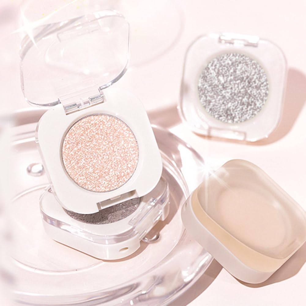 Monochrome Glitter Eyeshadow - Light Brown Shimmer Eye Shadow, Talc-Free, Paraben-Free, Cruelty-Free, Long-Lasting Single Eyeshadow Palette for Everyday & Special Occasions 11#