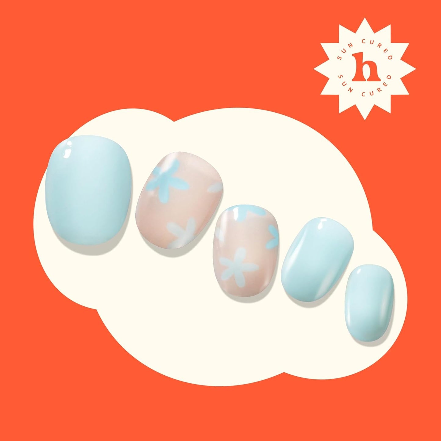 Semi Cured Gel Nail Strips | No LED Lamp Needed | Spring, Marble, Pink | Easy Apply & Remove, Salon Quality | Includes 28 Strips, 1 Prep Pads, Nail File & Wooden stick - Hey, Daisy Days