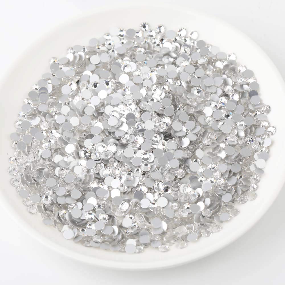 beadsland Flat Back Crystal Rhinestones Round Gems for Nail Art and Craft Glue Fix, Crystal (8.4-8.7mm) SS40/144pcs