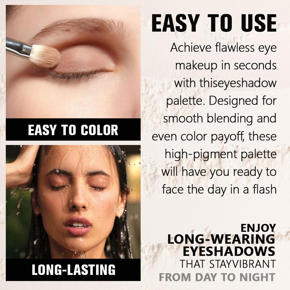 Mauve Taupe Matte Eyeshadow Palette for Women, Single Monochrome Eye Shadow Makeup, Shiny Pressed Powder, Blendable Natural sombras para ojos, Holographic,Vegan,Travel -25