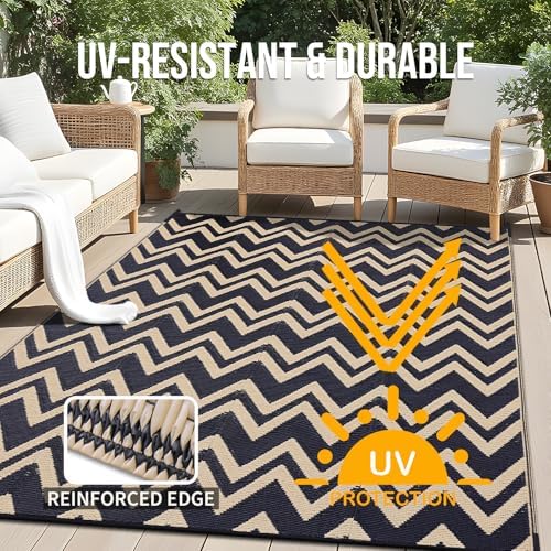 OLANLY Outdoor Rug 6x9 ft Waterproof Reversible Chevron Mat - Image 4