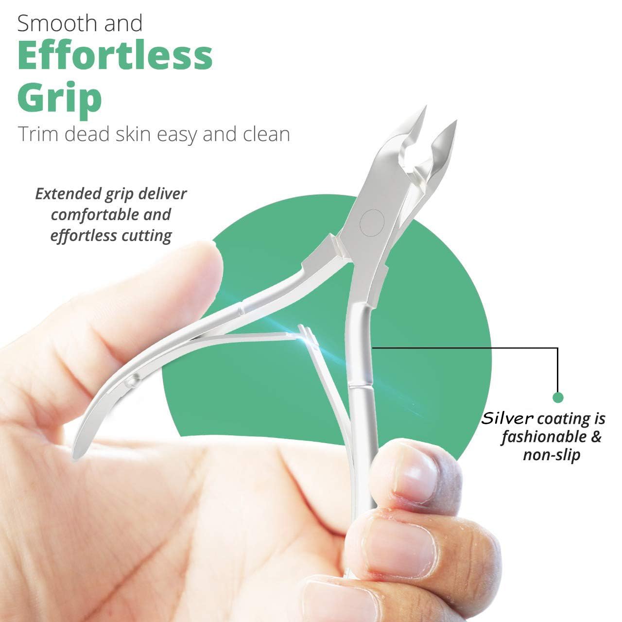 Professional Cuticle Trimmer Nail Cuticle Cutter Stainless Steel Cuticle Nippers with Sharp Blades of Cuticle Remover Clippers Manicure Tools Double Spring for Nail Care Pedicure Nail Tools (Silver)
