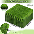TURSTIN 18 Pieces Artificial Grass Mat 12 x 12 Inch Synthetic Grass Square Mats - Image 2