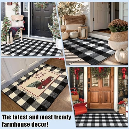 REFETONE Buffalo Plaid Outdoor Rug 32" x 40" - Image 6