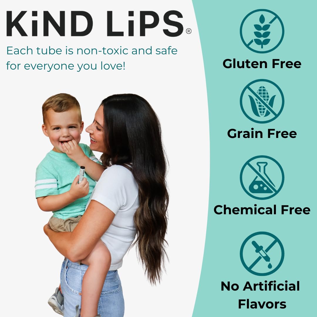 Kind Lips Watermelon Lip Balm 3-Pack - USDA Organic, Natural Chapstick Alternative for Dry Lips | Gluten-Free, Cruelty-Free