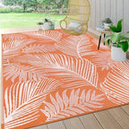 Pauwer Waterproof Outdoor Rug 6x9, Plastic Straw Patio Rug, Leaf Orange by Pauwer