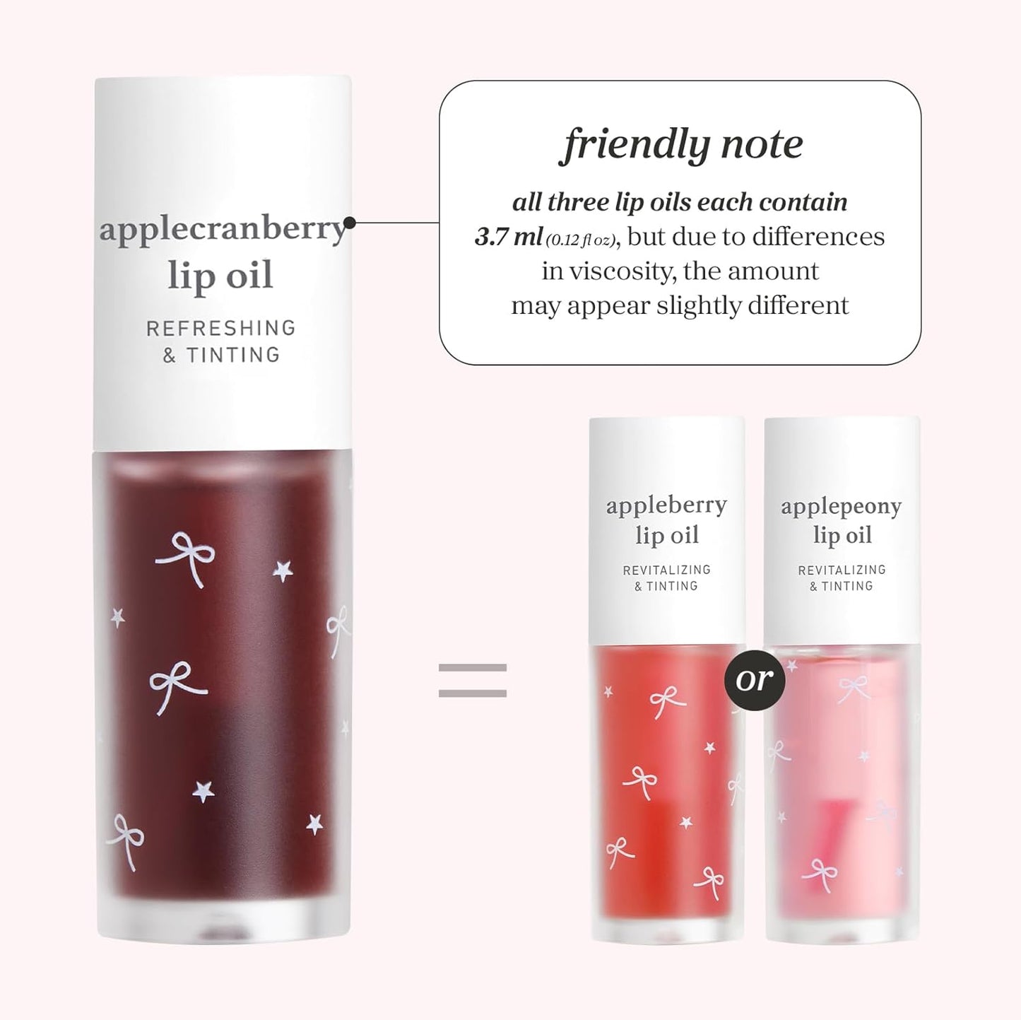 NOONI Korean Lip Oil Gift Set - Apple Seed Lip Oil Trio | Korean Lip Stain Long Lasting Hydration, Moisturizing, Glowing Korean Lip, Plumping, Holiday Christmas Travel Size Mini Set 0.12 Fl. Oz. x 3ea