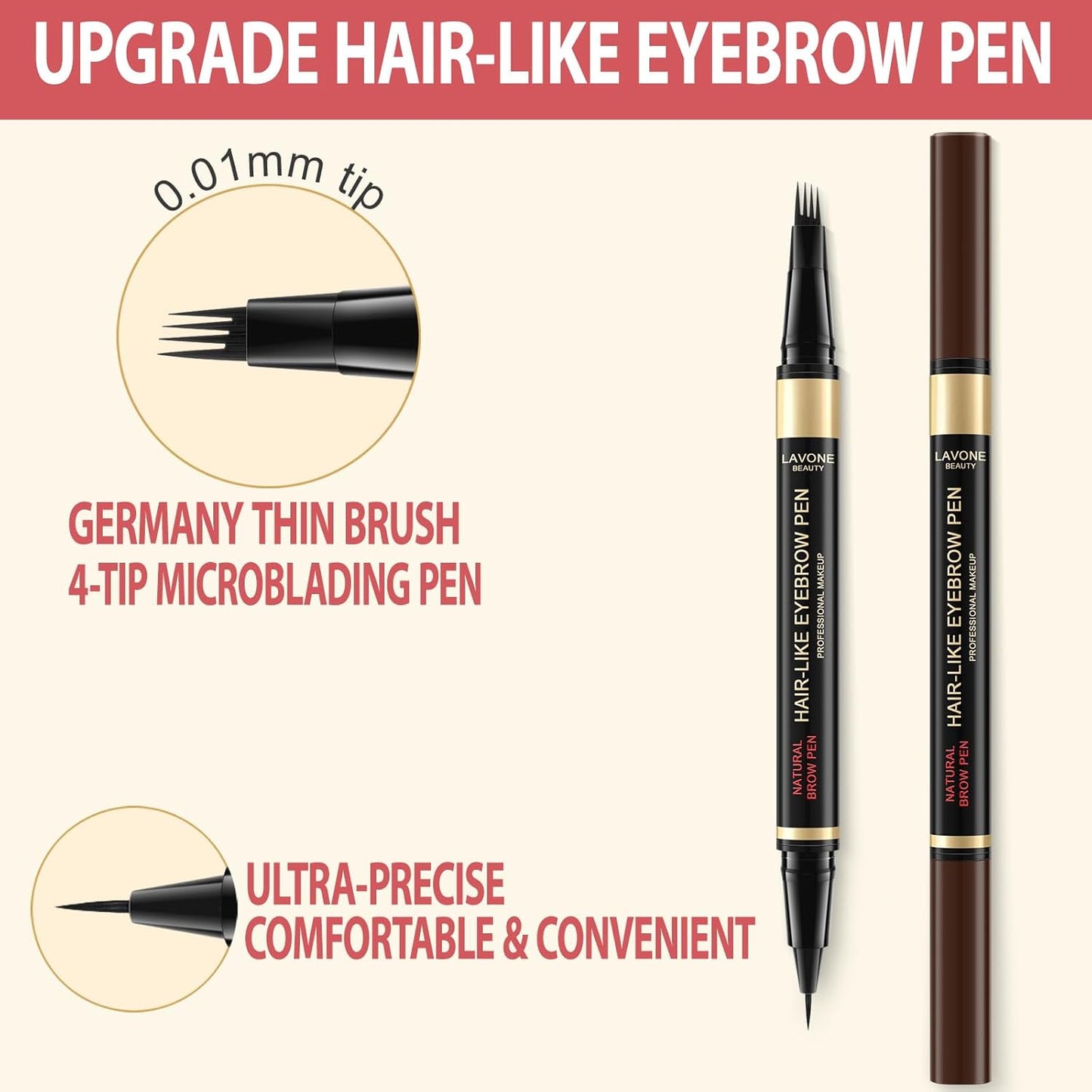 Eyebrow Pen Kit, with Microblading Eyebrow Pen, Eyebrow Gel, Eyeliner, Eyebrow Brush, Eyebrow Pencils for Women, Waterproof, Smudge Proof, Long Lasting Makeup Formula - Soft Brown