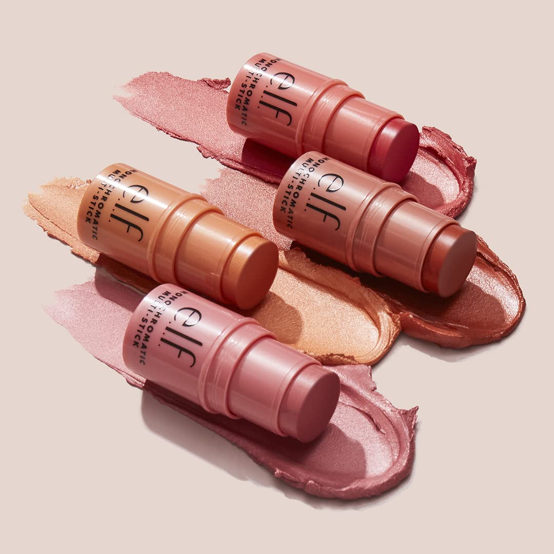 e.l.f. Monochromatic Multi Stick, Creamy, Lightweight, Versatile, Luxurious, Adds Shimmer, Easy To Use On The Go, Blends Effortlessly, Sparkling Rose, 0.17 Oz