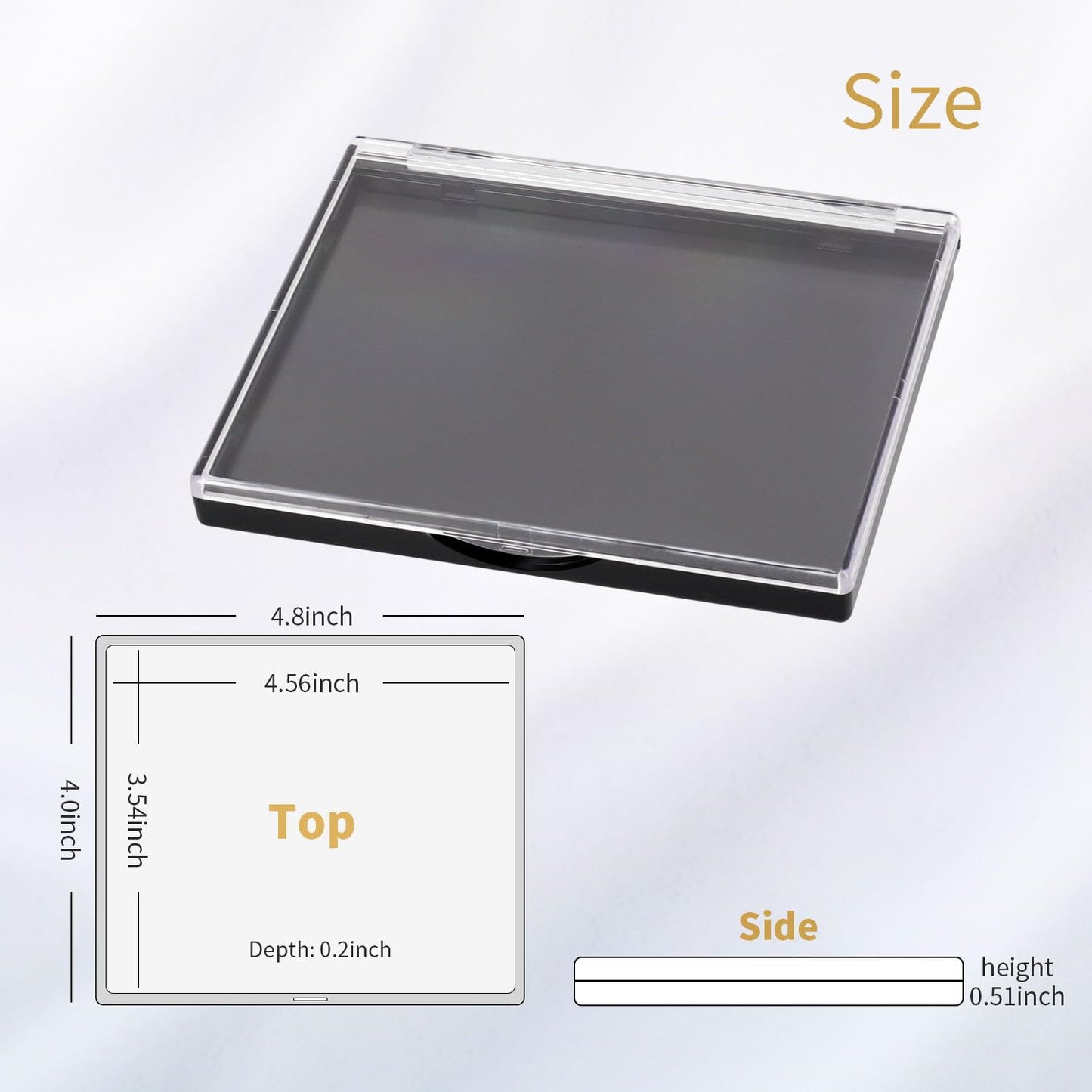 Magnetic Makeup Palette with Clear Top, Empty Eyeshadow Storage Box with 40Pcs Adhesive Metal Stickers for DIY Cosmetics Bronzer Highlights Powder (Small Palette - 4.8" x 4")