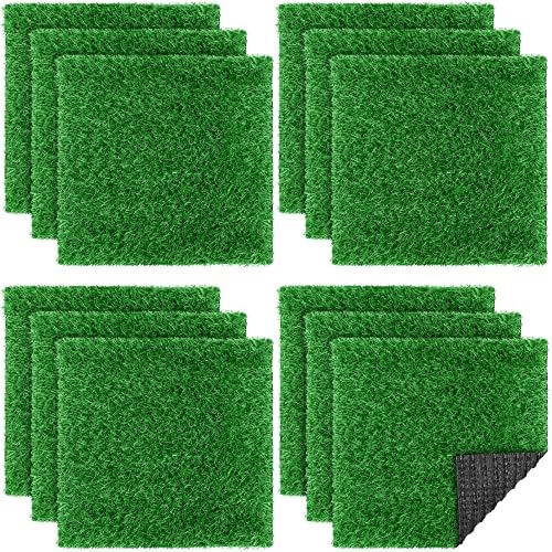 TURSTIN 12 Pcs Artificial Grass Mat, 12 x 12 Inch Synthetic Turf Squares by TURSTIN
