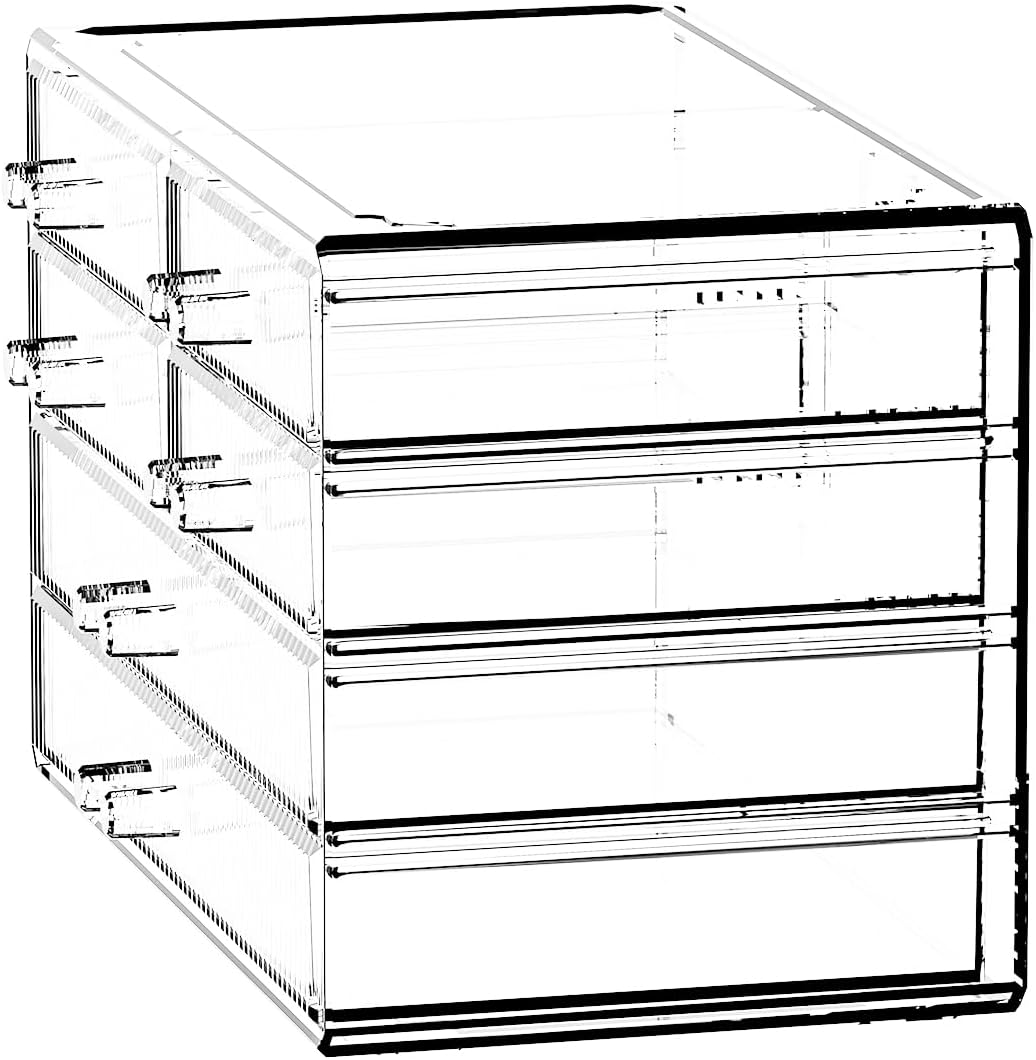 ZHIAI Stackable Storage Drawers, Acrylic Bathroom Counter Organizer Clear Makeup Organizers for Vanity, Kitchen Cabinets, Bathroom, Undersink, Home Organization and Storage (6 Drawers, Pattern F)
