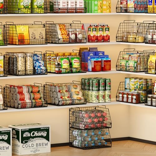 3 Pack XXL Stackable Wire Baskets, Large Storage Bins - Image 5