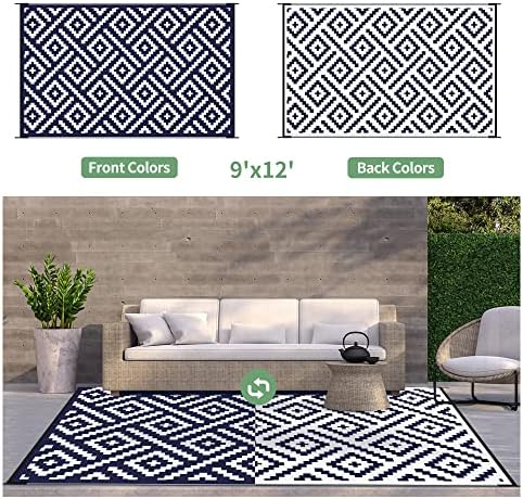 GENIMO Outdoor Rug, Waterproof Plastic Rugs 9'x12' - Image 3